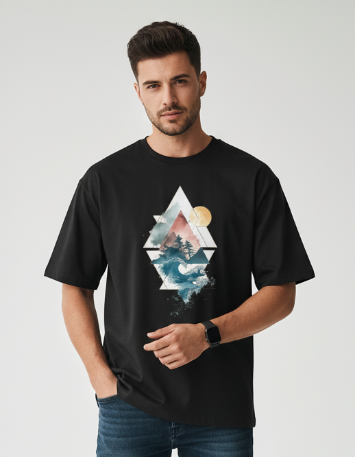 Mystic Mountain Wave Art  Oversized Standard T-Shirt