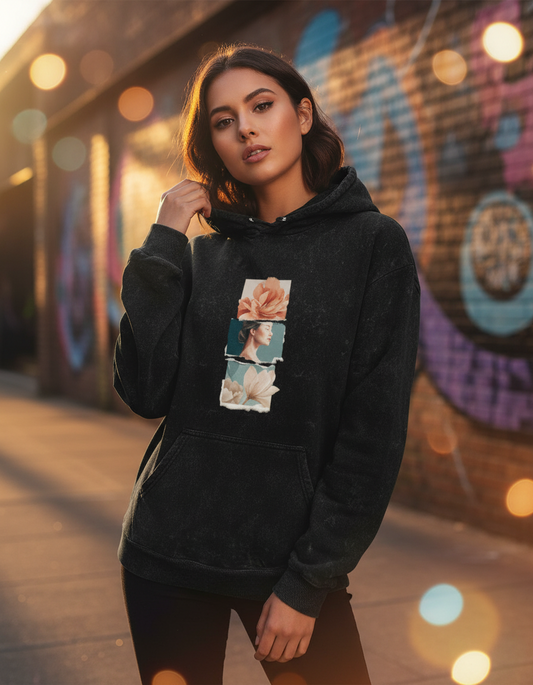 Whispering Flowers Acid Washed Hoodie