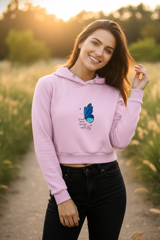 Spread Your Wings And Fly Cropped Hoodie